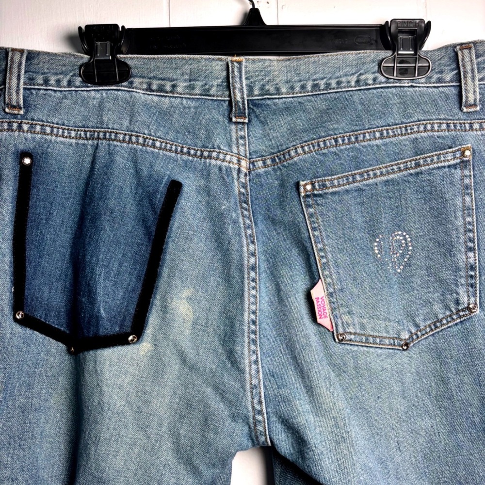 VTG Y2K Voyage Passion Velvet Trim Size 33 Studded Embellished Straight Indie
